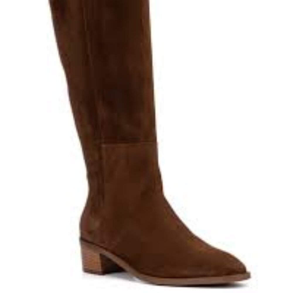 Aquatalia Jasmina Suede Riding Stretch Boots Brown/Size 8m
